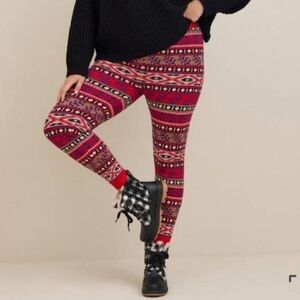 Torrid Teaberry Jacquard Sweater Knit Leggings SZ 2X